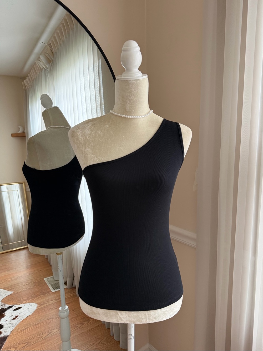 H&M One-Shoulder Black Tank Top Size XS